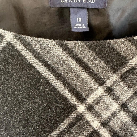 Lands' End Black & Gray Plaid Wool Classic Chic Jumper Midi Dress Sz 10 - Picture 3 of 10